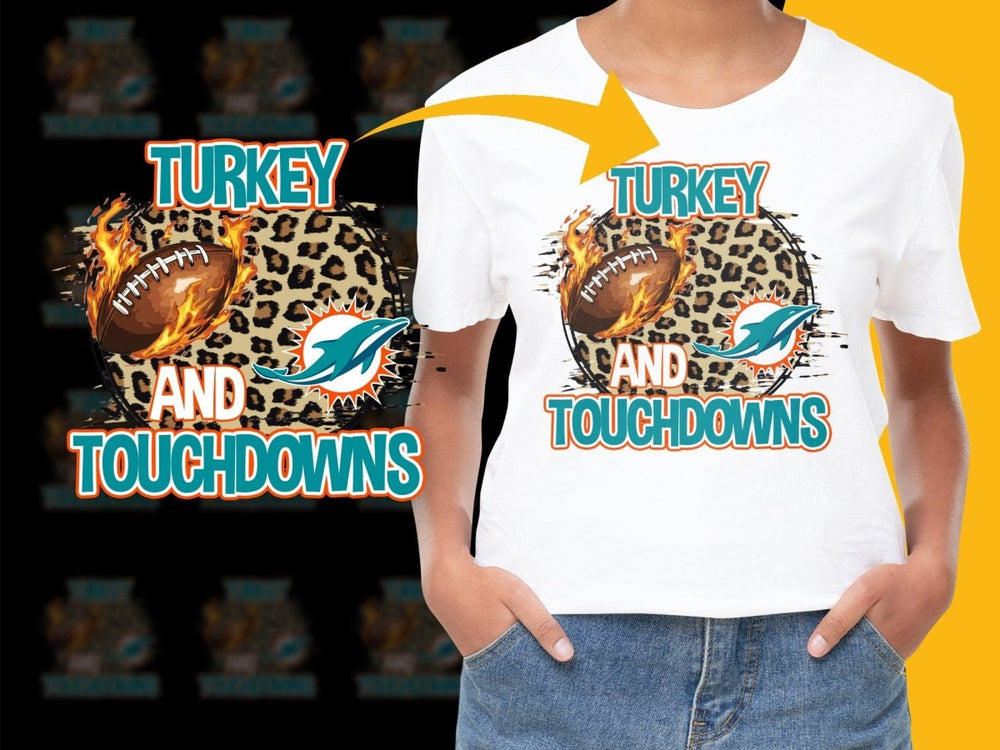 Turkey Touchdowns Thanksgiving Miami Dolphins PNG File - Teepew
