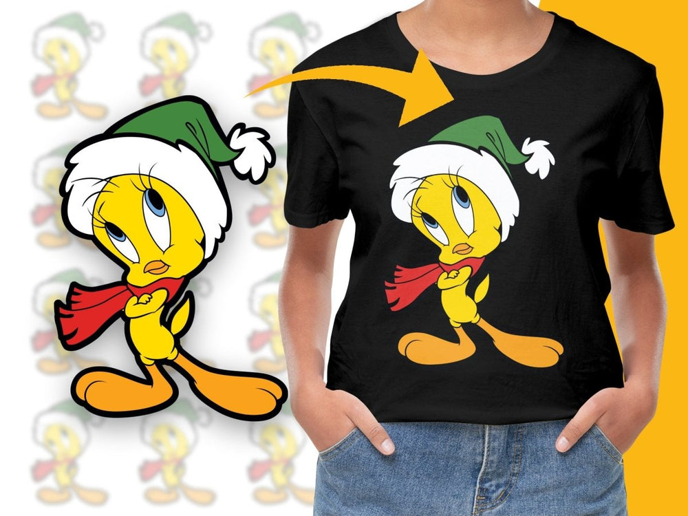 Tweety Bird Christmas Hat and Scarf PNG File - Teepew