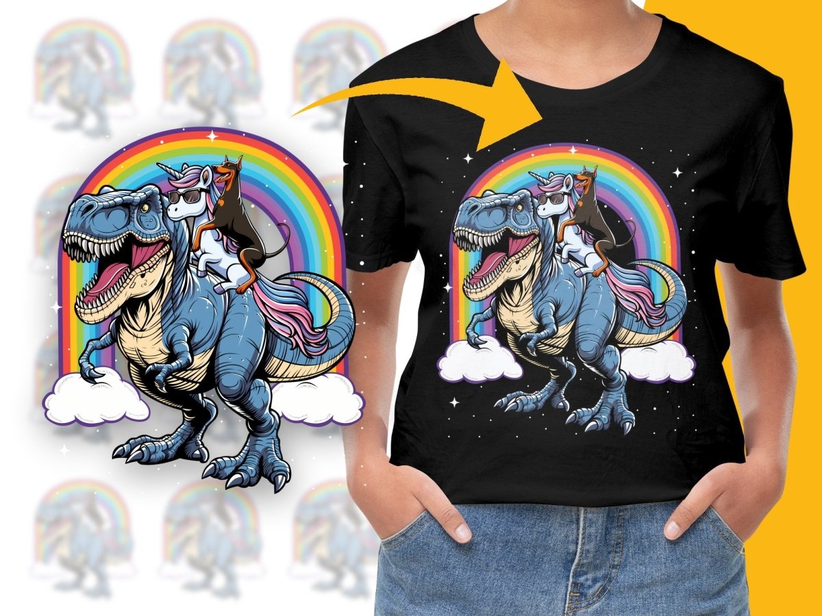 Tyrannosaurus Rex and Unicorn Doberman PNG File - Teepew