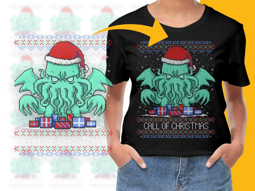 Ugly Christmas Sweater Cthulhu Pixel Style PNG File - Teepew