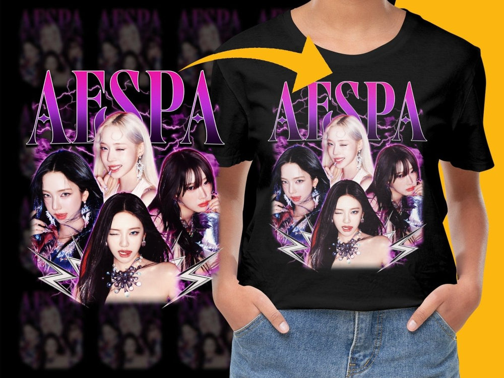 Unique Aespa Group Lightning Effect PNG File - Teepew