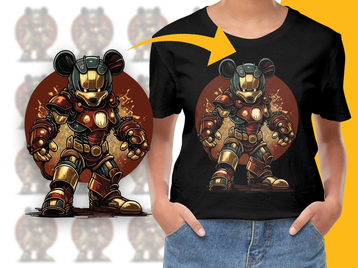 Unique Cartoon - Inspired Armored Mouse Graphic PNG File - Teepew