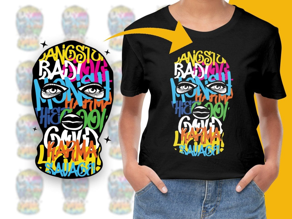 Unique Graphic Face Art Karma Savage Cool PNG File - Teepew