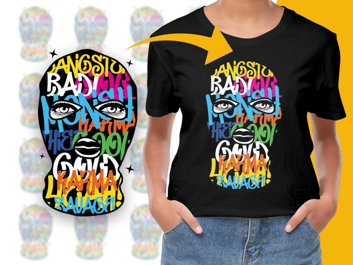 Unique Graphic Face Art Karma Savage Cool PNG File - Teepew