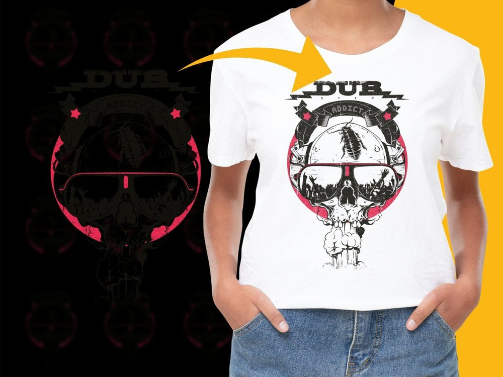 Unique Graphic Skull Design Dubstep Addict PNG File - Teepew