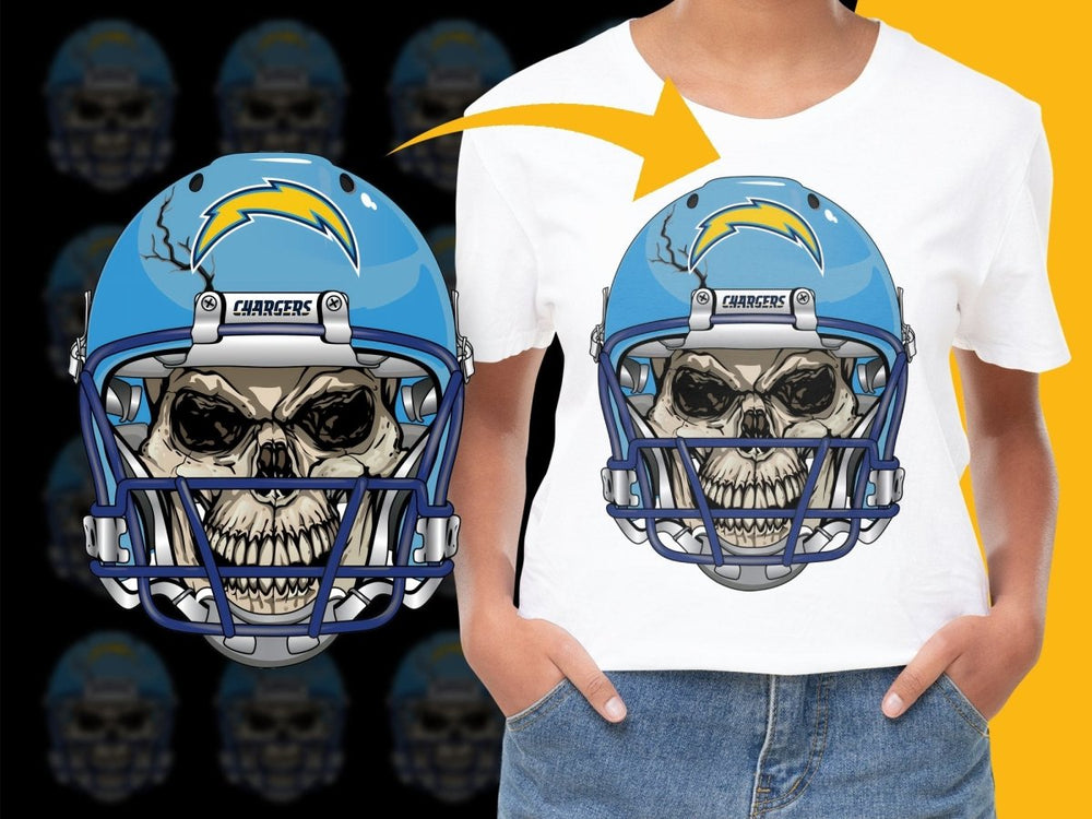 Unique Los Angeles Chargers Skull Helmet Design PNG File - Teepew