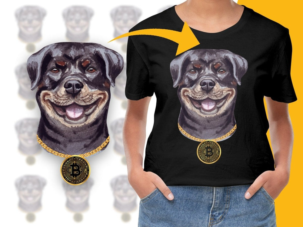 Unique Rottweiler Dog with Bitcoin Chain PNG File - Teepew