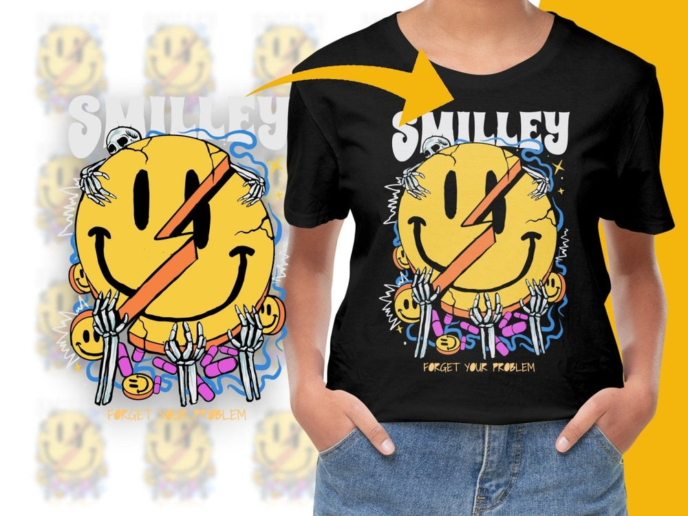 Unique Skull Embrace Smile Yellow Graphic PNG File - Teepew