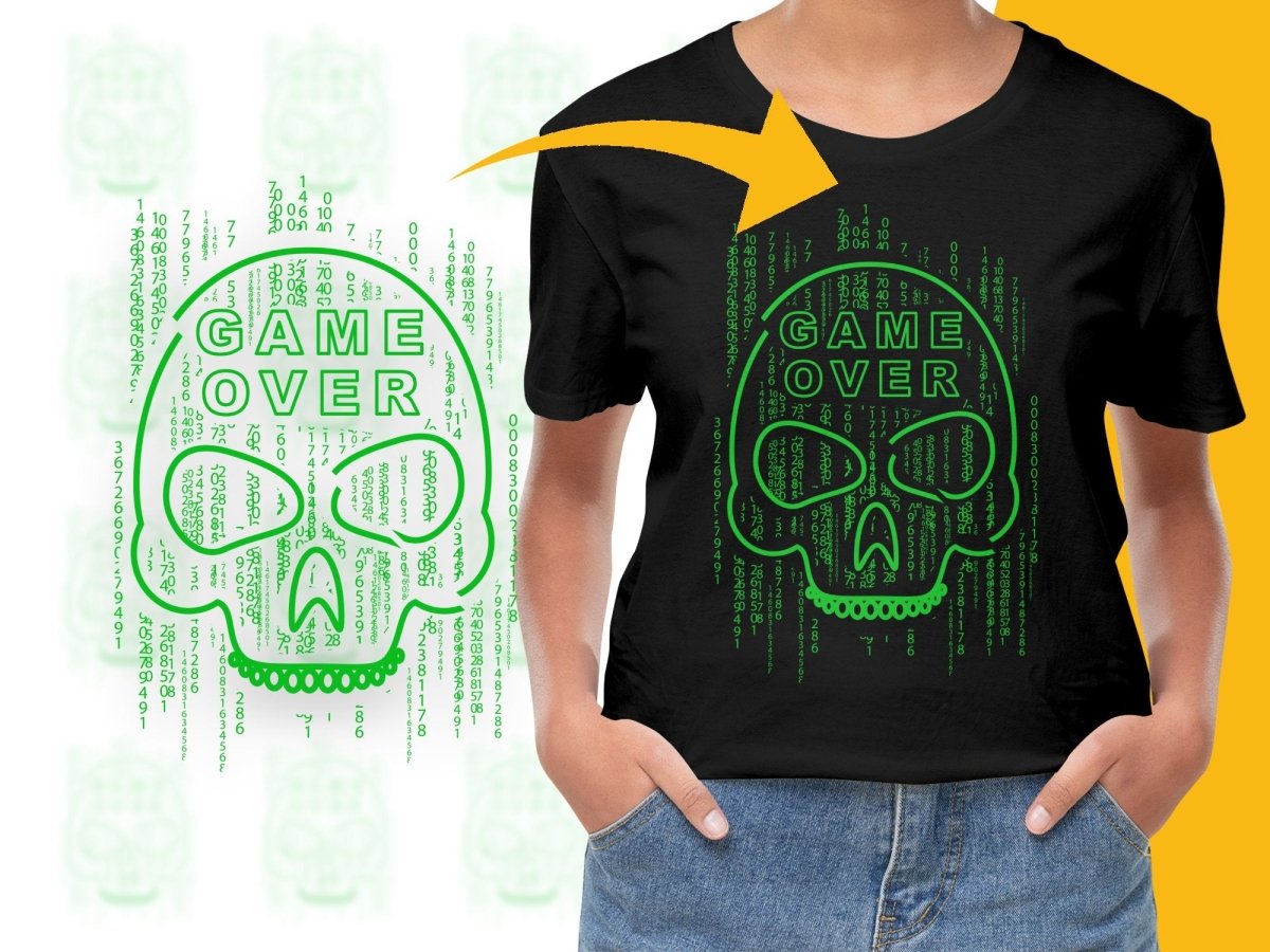 Unique Stylish Digital Skull Game Over PNG File - Teepew