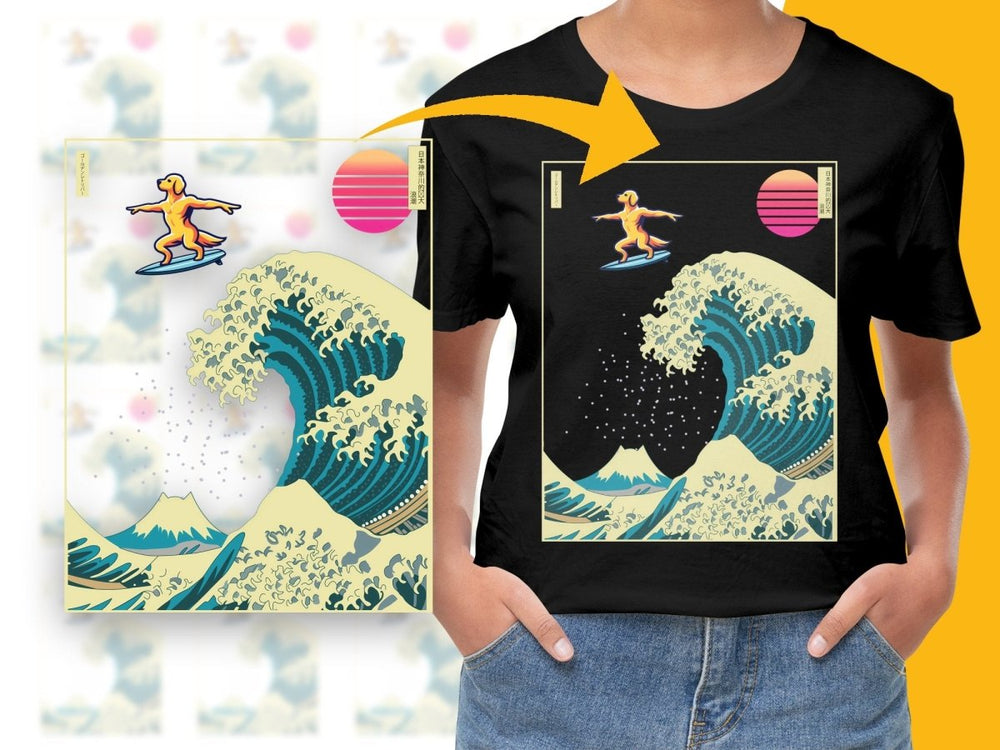 Unique Surfing Dog Design Japanese Wave Artwork PNG File - Teepew