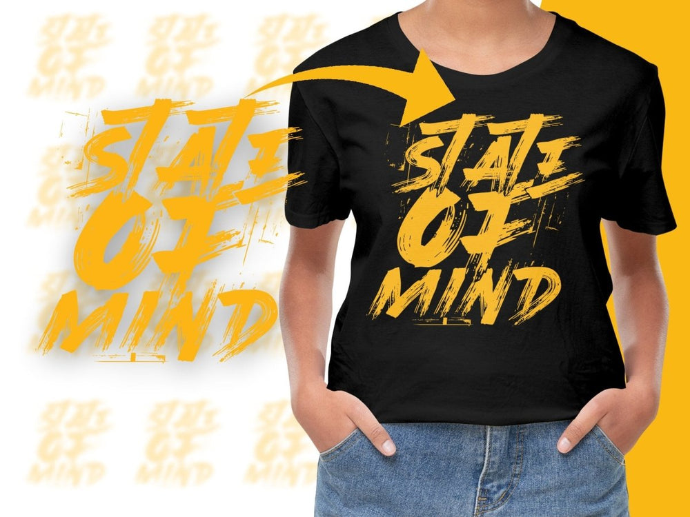 Unique Yellow Brush Script State of Mind PNG File - Teepew