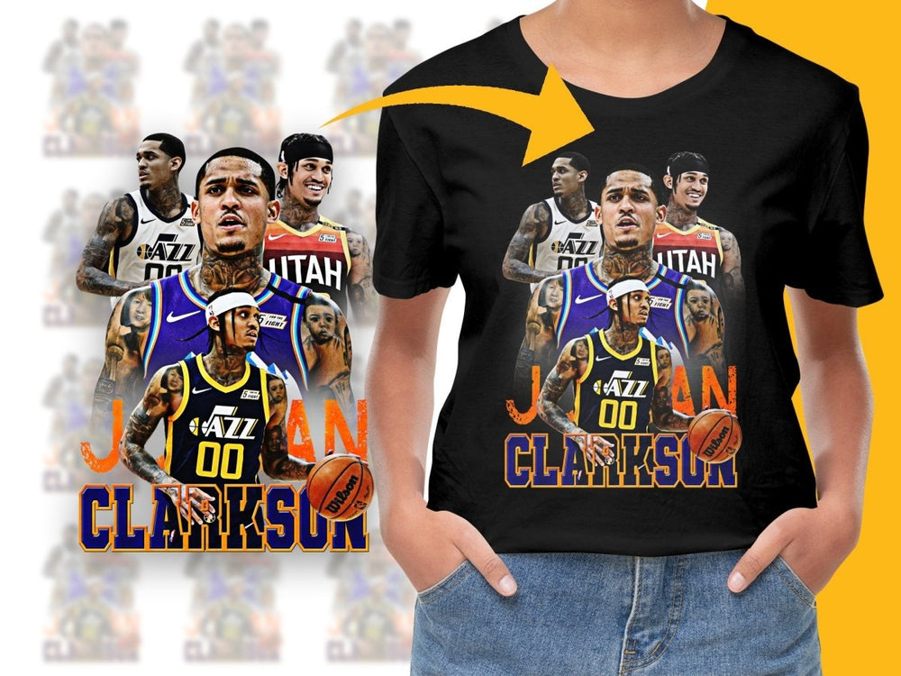 Vibrant Basketball Star Jordan Clarkson Utah Jazz Bootleg PNG File - Teepew