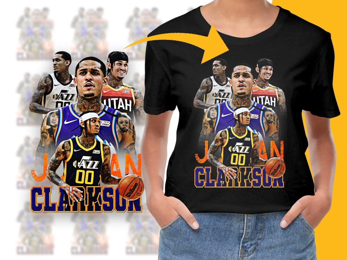 Vibrant Basketball Star Jordan Clarkson Utah Jazz Bootleg PNG File - Teepew
