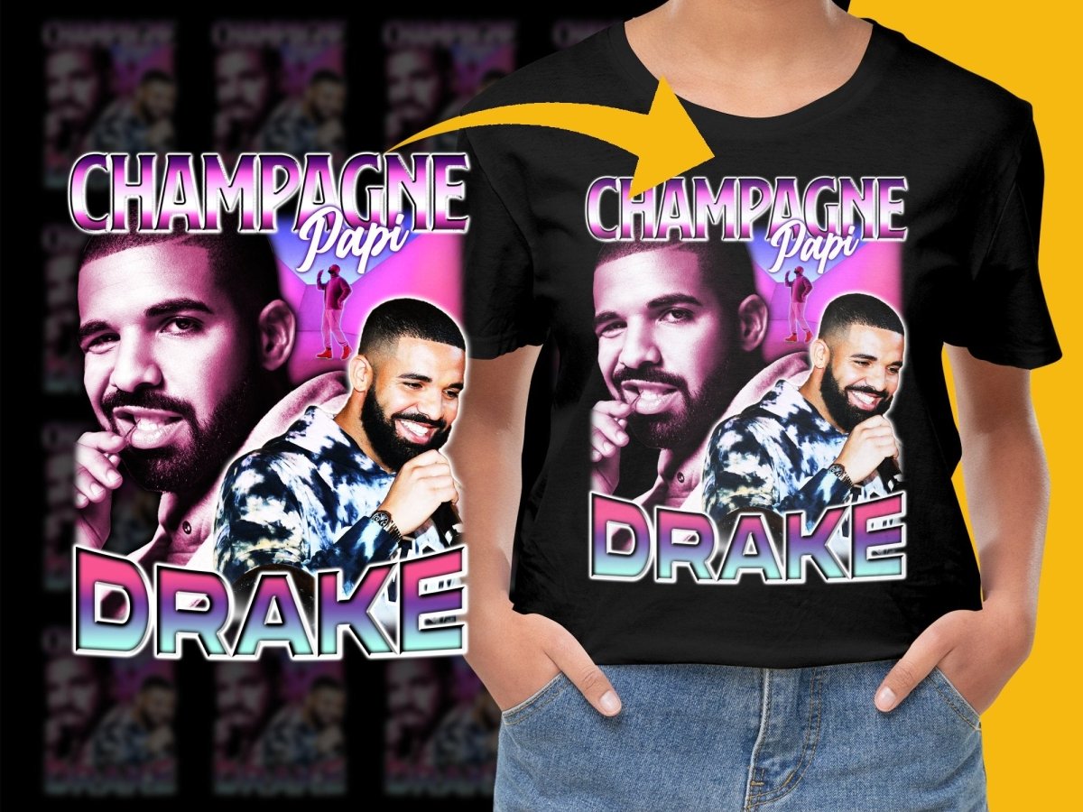 Vibrant Champagne Papi Drake Graphic Design PNG File - Teepew