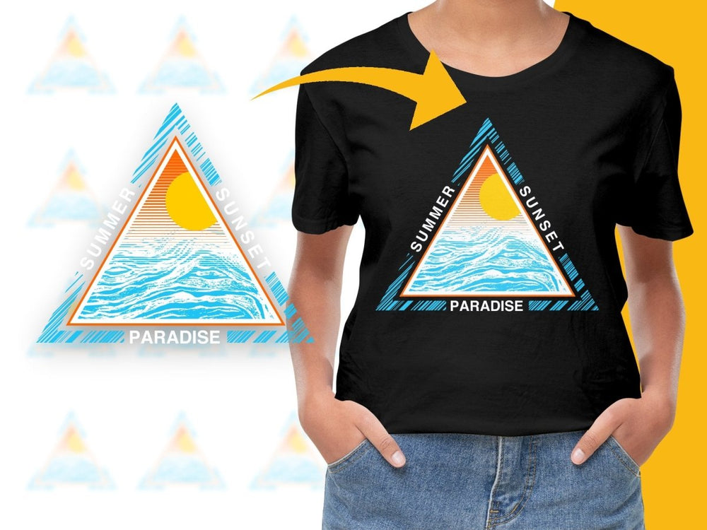 Vibrant Colorful Wave and Sun Design Triangle PNG File - Teepew