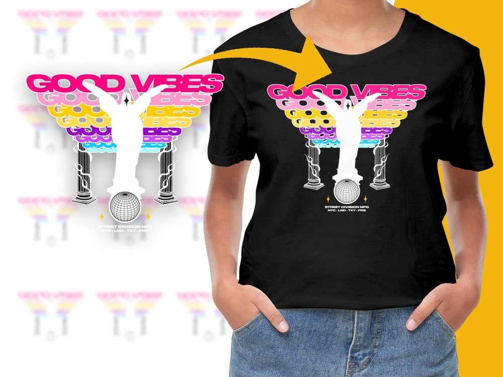 Vibrant Good Vibes Statue And Disco Ball PNG File - Teepew