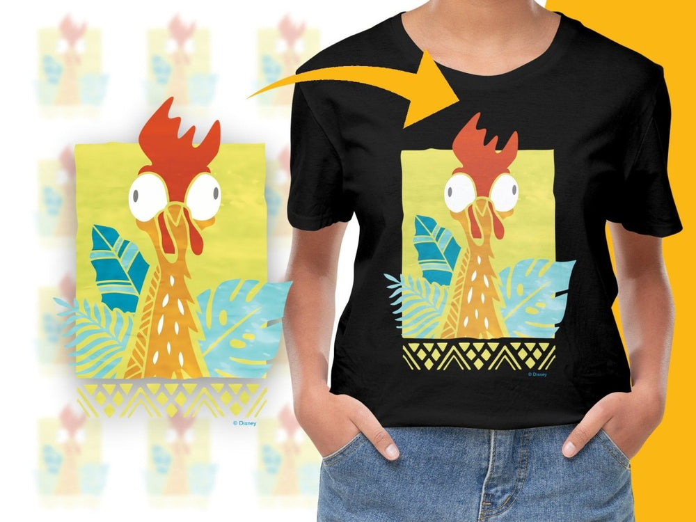 Vibrant Heihei Graphic PNG File with Tropical Background - Teepew