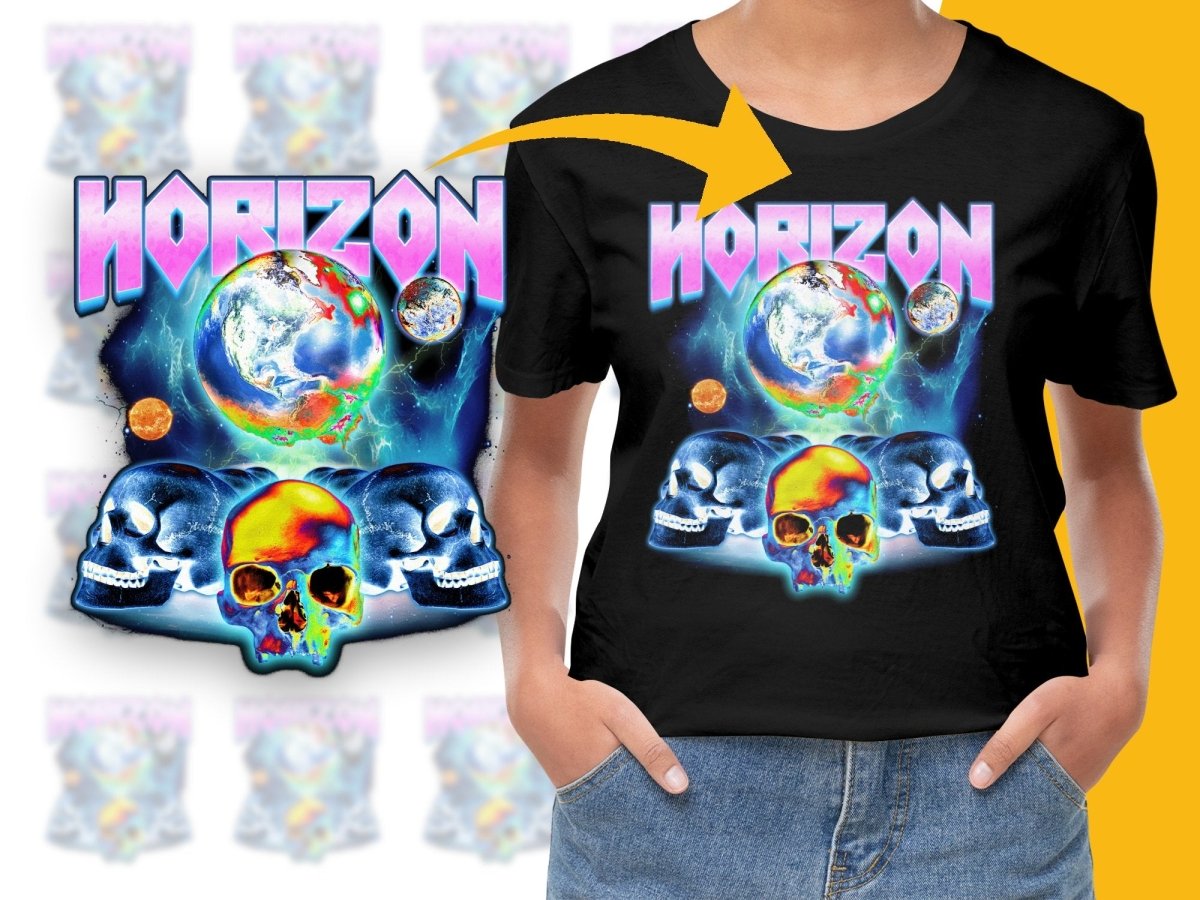 Vibrant Horizon Skull Earth Graphic PNG File - Teepew