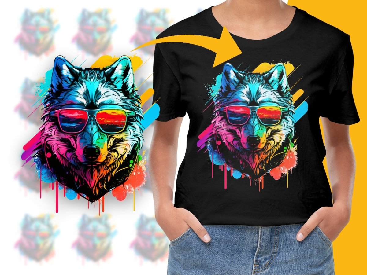 Vibrant Husky Dog with Sunglasses Artistic PNG File - Teepew