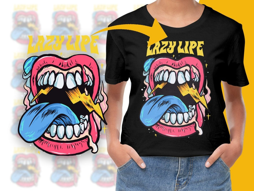 Vibrant Lazy Lips Design with Lightning Burst PNG File - Teepew