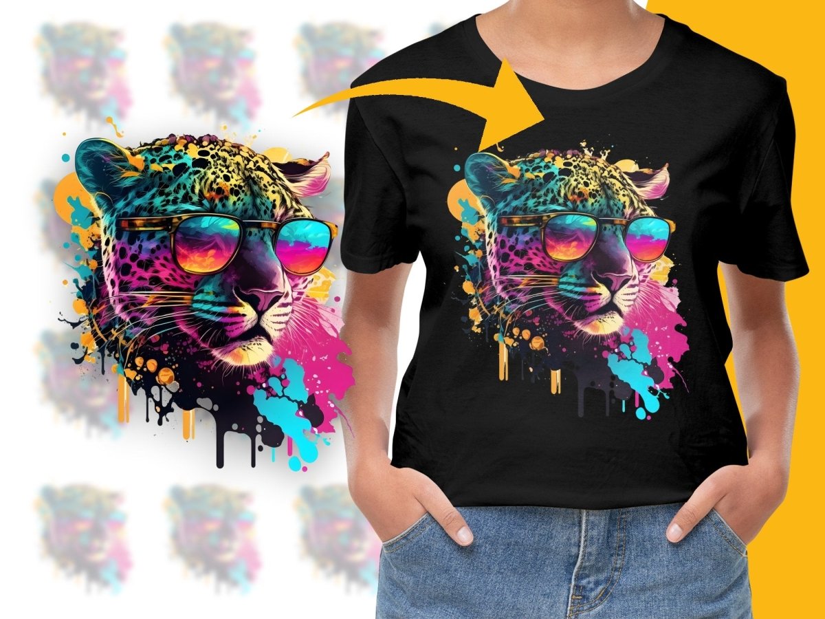 Vibrant Leopard with Sunglasses Graphic Print PNG File - Teepew