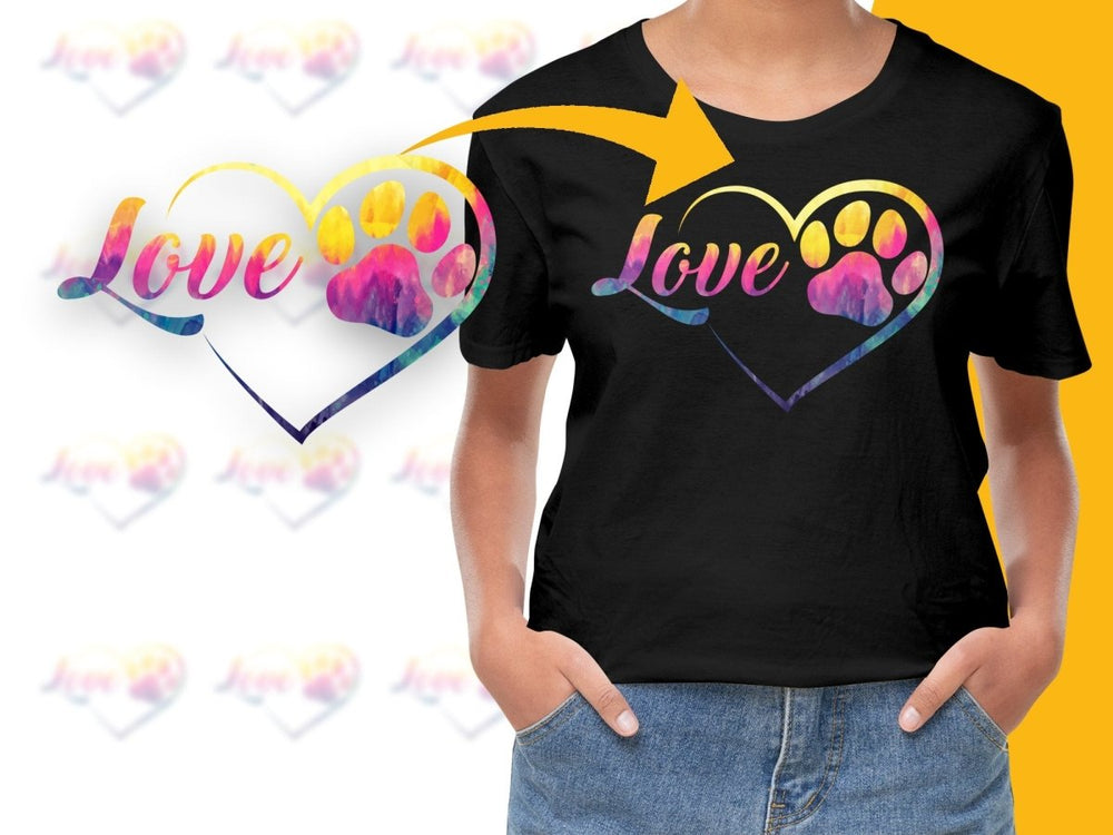 Vibrant Love and Paw Print Heart Design PNG File - Teepew