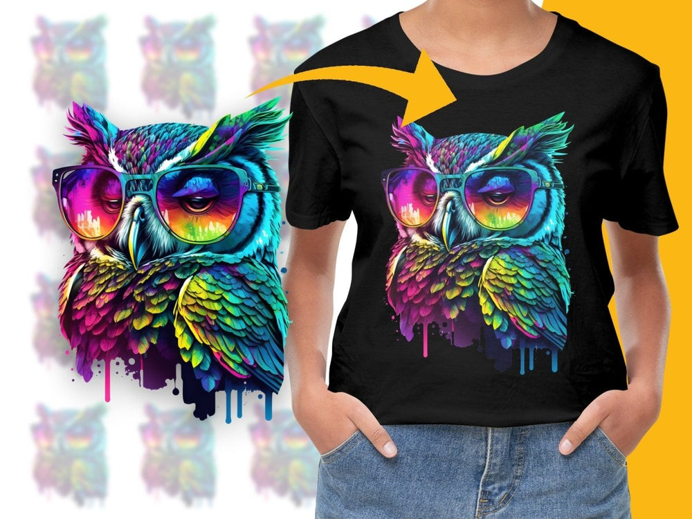 Vibrant Owl Wearing Sunglasses Colorful Print PNG File - Teepew