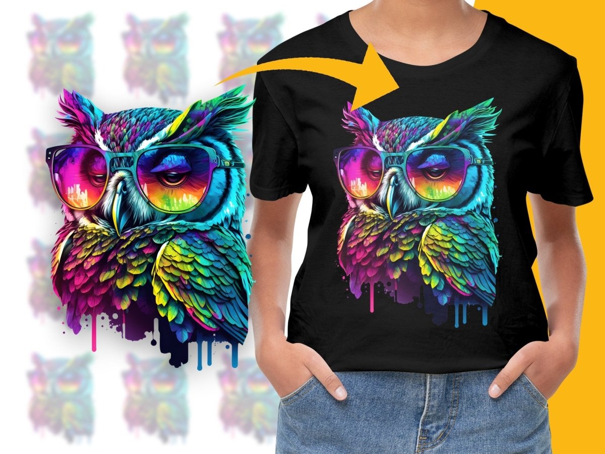 Vibrant Owl Wearing Sunglasses Colorful Print PNG File - Teepew