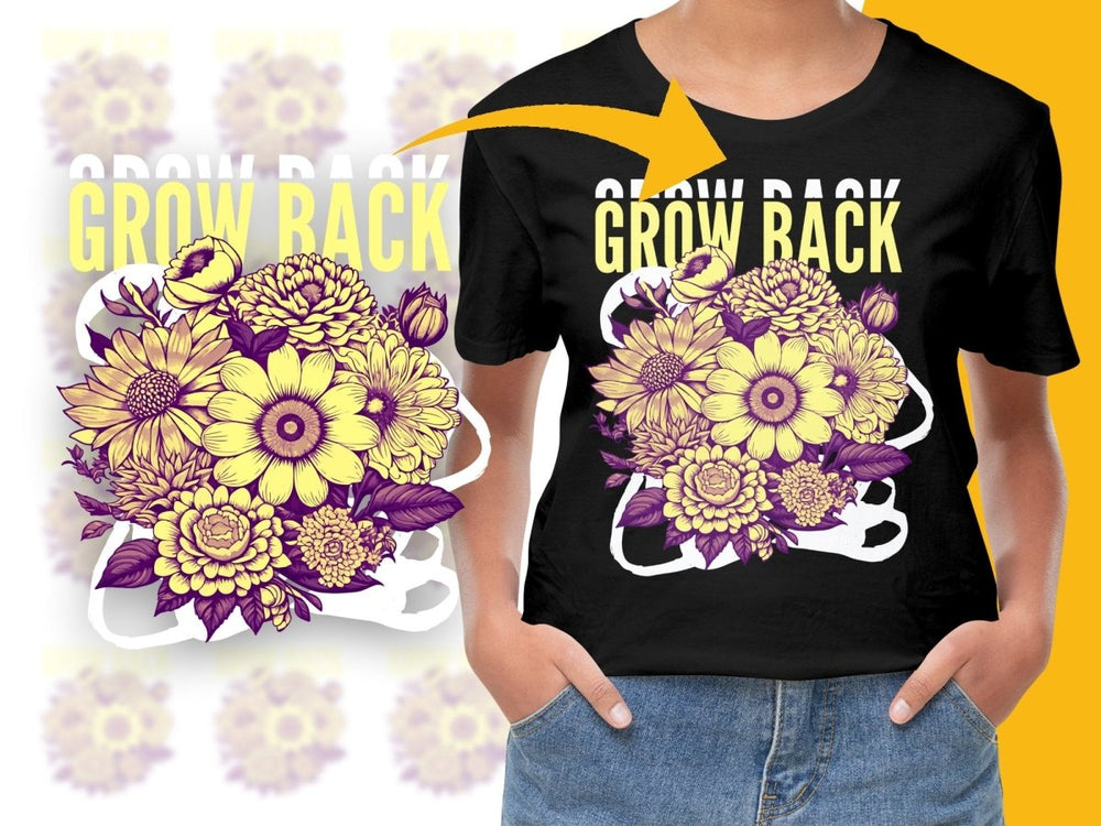 Vibrant Yellow Floral Pattern Grow Back PNG File - Teepew