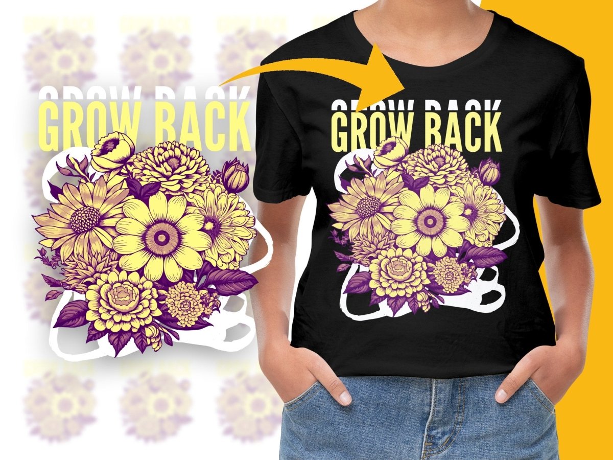 Vibrant Yellow Floral Pattern Grow Back PNG File - Teepew