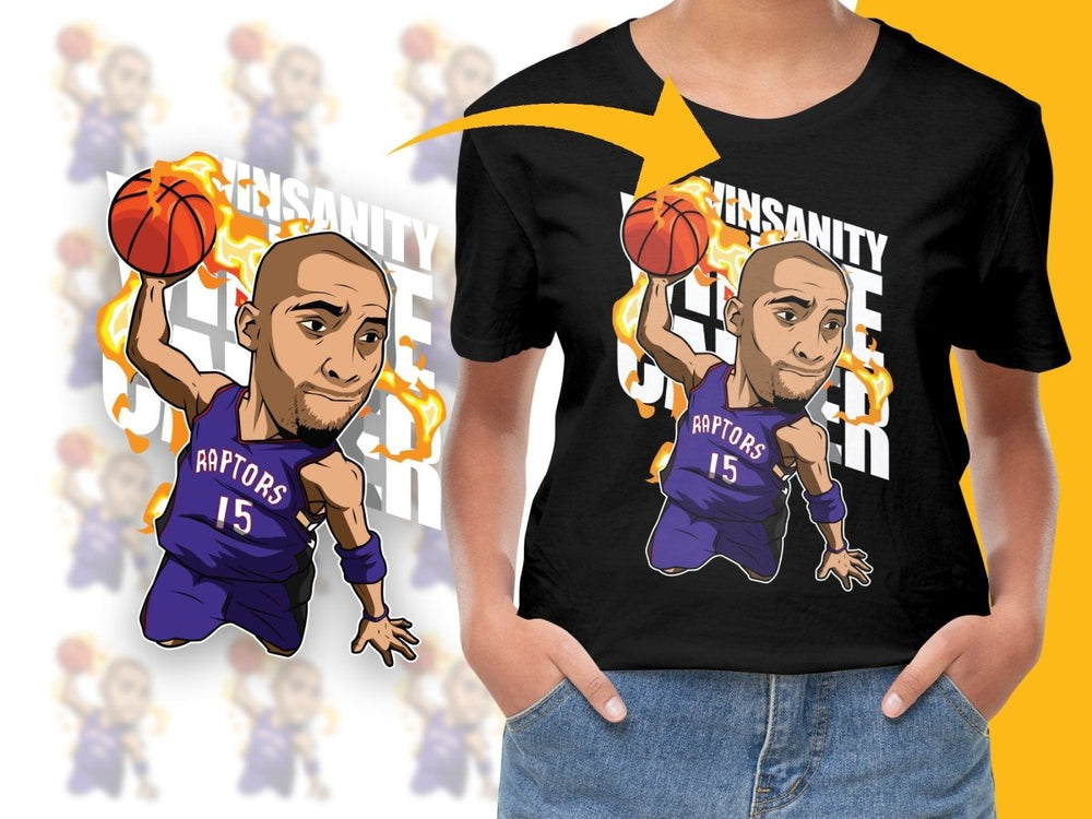 Vince Carter Epic Slam Dunk Toronto Raptors Cartoon Basketball Legend PNG File - Teepew