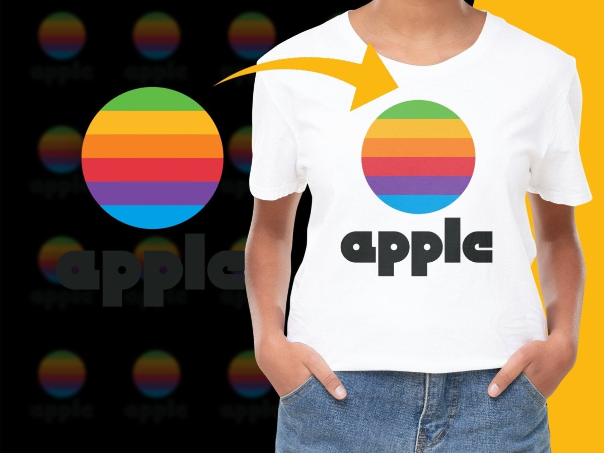 Vintage Apple Rainbow Stripe Retro Logo Design PNG File - Teepew
