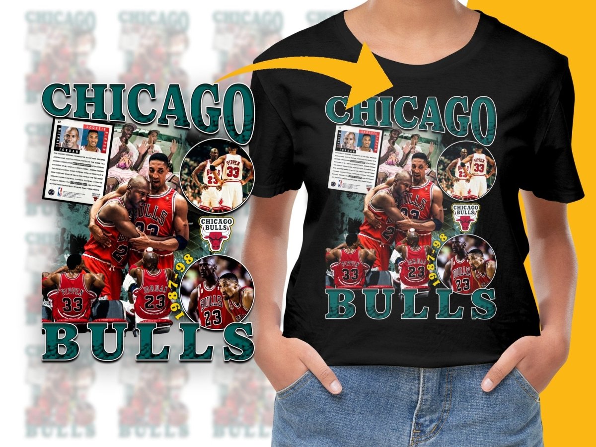 Vintage Bulls 1987 - 1998 Star Players Graphic PNG File - Teepew