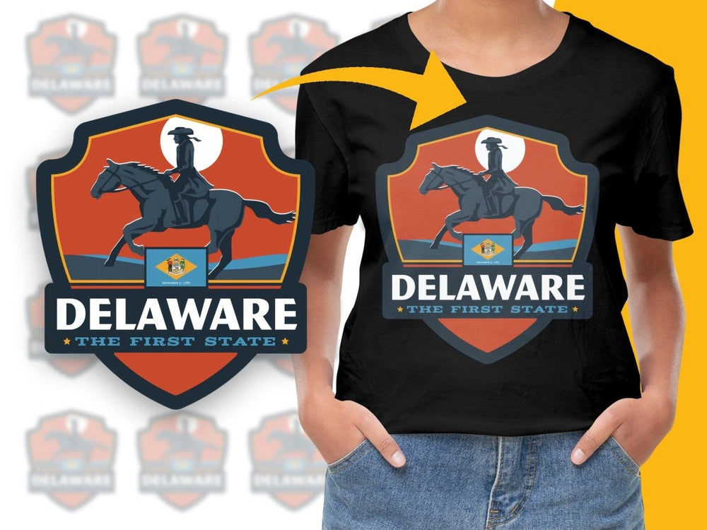 Vintage Delaware The First State Riding Horse Png Digital Download - Teepew