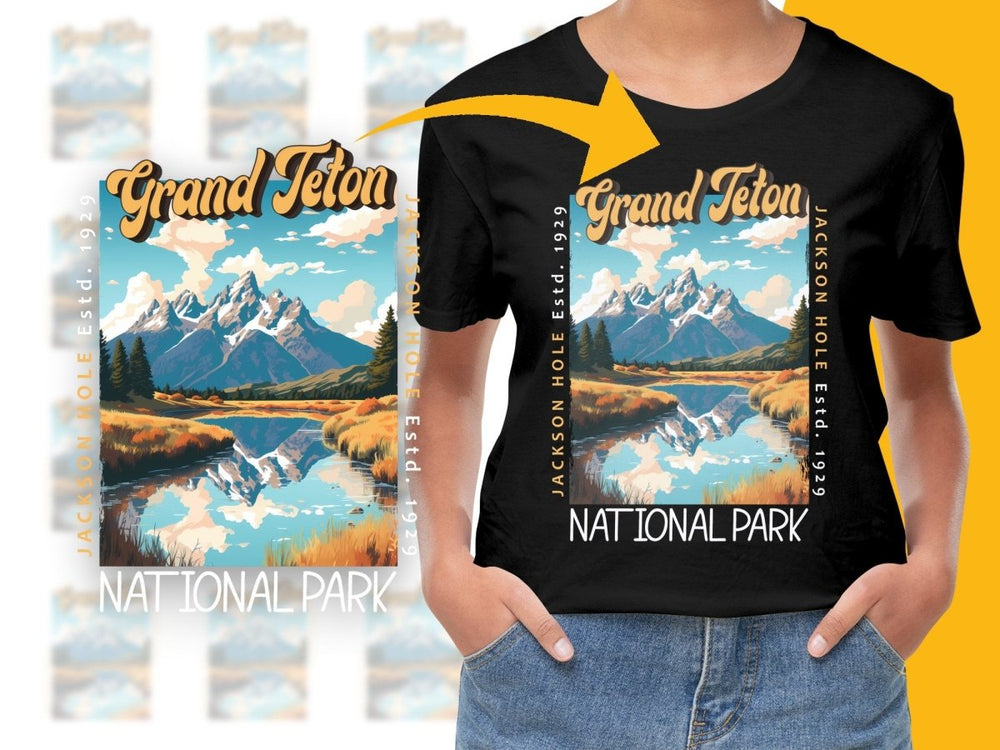 Vintage Grand Teton Jackson Hole National Park PNG File - Teepew