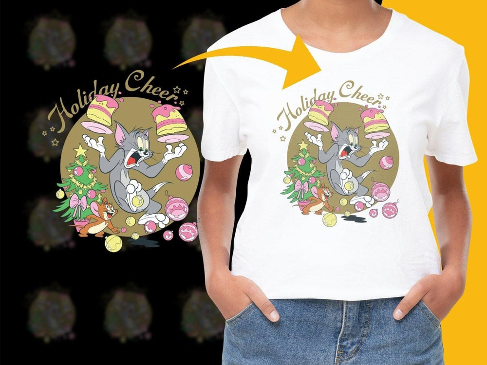 Vintage Holiday Cheer Tom and Jerry PNG File - Teepew