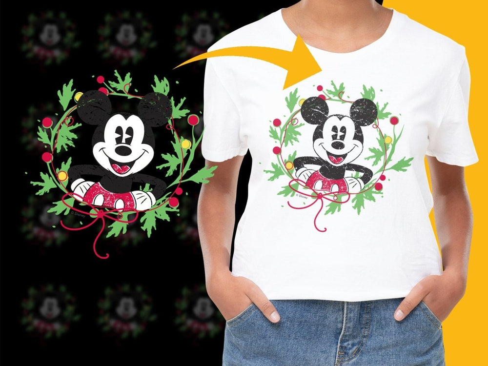 Vintage Mickey Mouse Christmas Wreath PNG File - Teepew
