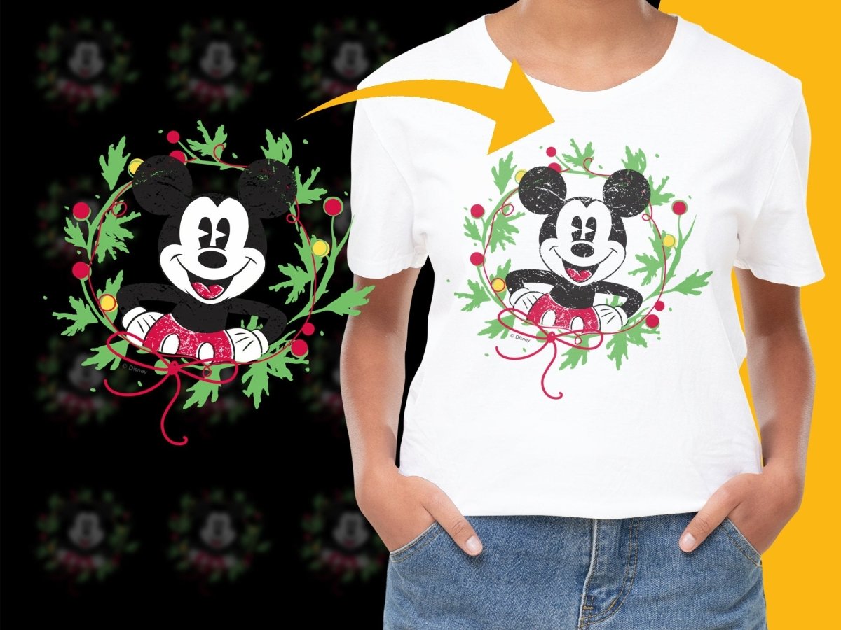 Vintage Mickey Mouse Christmas Wreath PNG File - Teepew