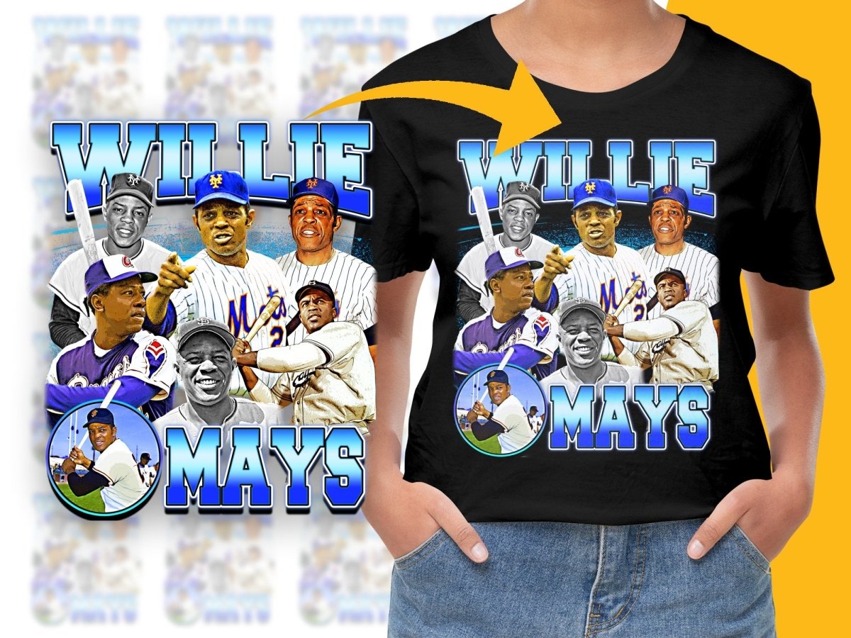 Vintage MLB Baseball Bootleg Willie Mays PNG File - Teepew