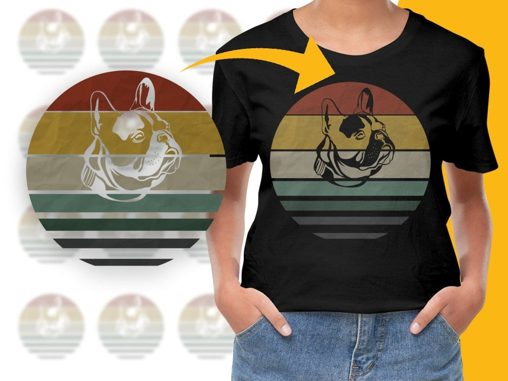 Vintage Retro Stripe French Bulldog Graphic PNG File - Teepew