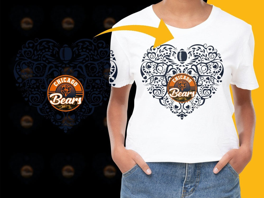Vintage Style Chicago Bears Heart Design PNG File - Teepew