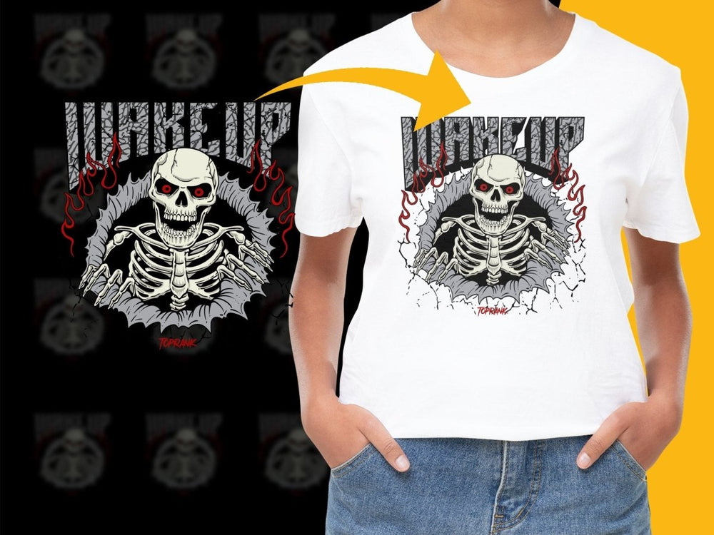 Wake Up Distressed Skeleton TopPrank Streetwear PNG File - Teepew
