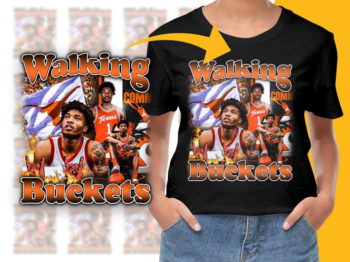 Walking Buckets Tyrese Hunter Texas Basketball Star Bootleg Graphic PNG File - Teepew