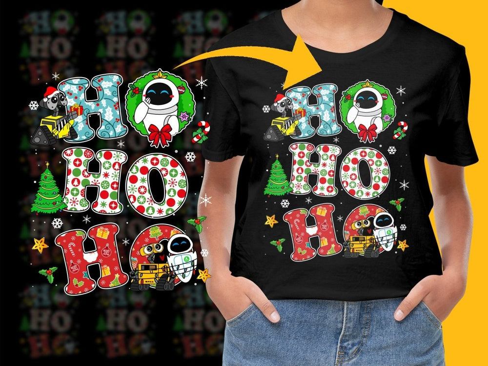 Wall - E and Eve Christmas Design HO HO HO PNG File' - Teepew