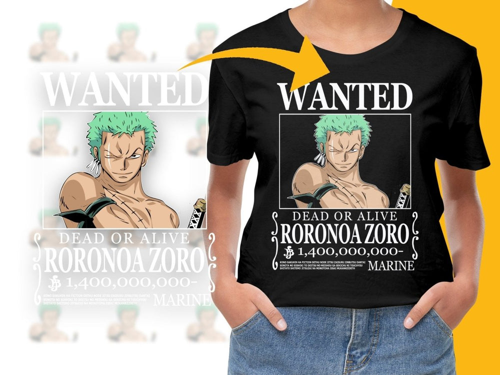 Wanted Dead or Alive Roronoa Zoro Marine PNG File - Teepew