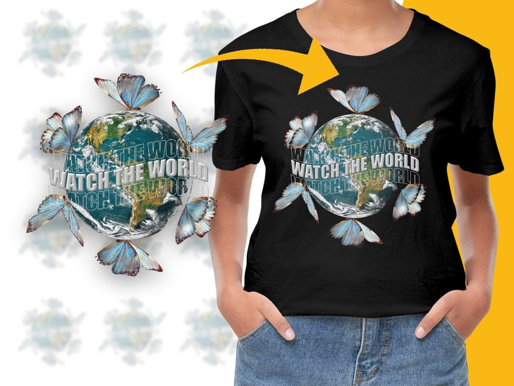 Watch The World Earth Butterfly Graphic PNG File - Teepew