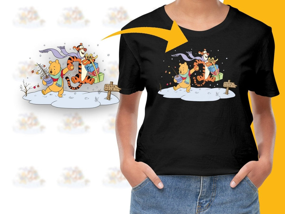 Winnie the Pooh and Tigger North Pole Christmas PNG File - Teepew