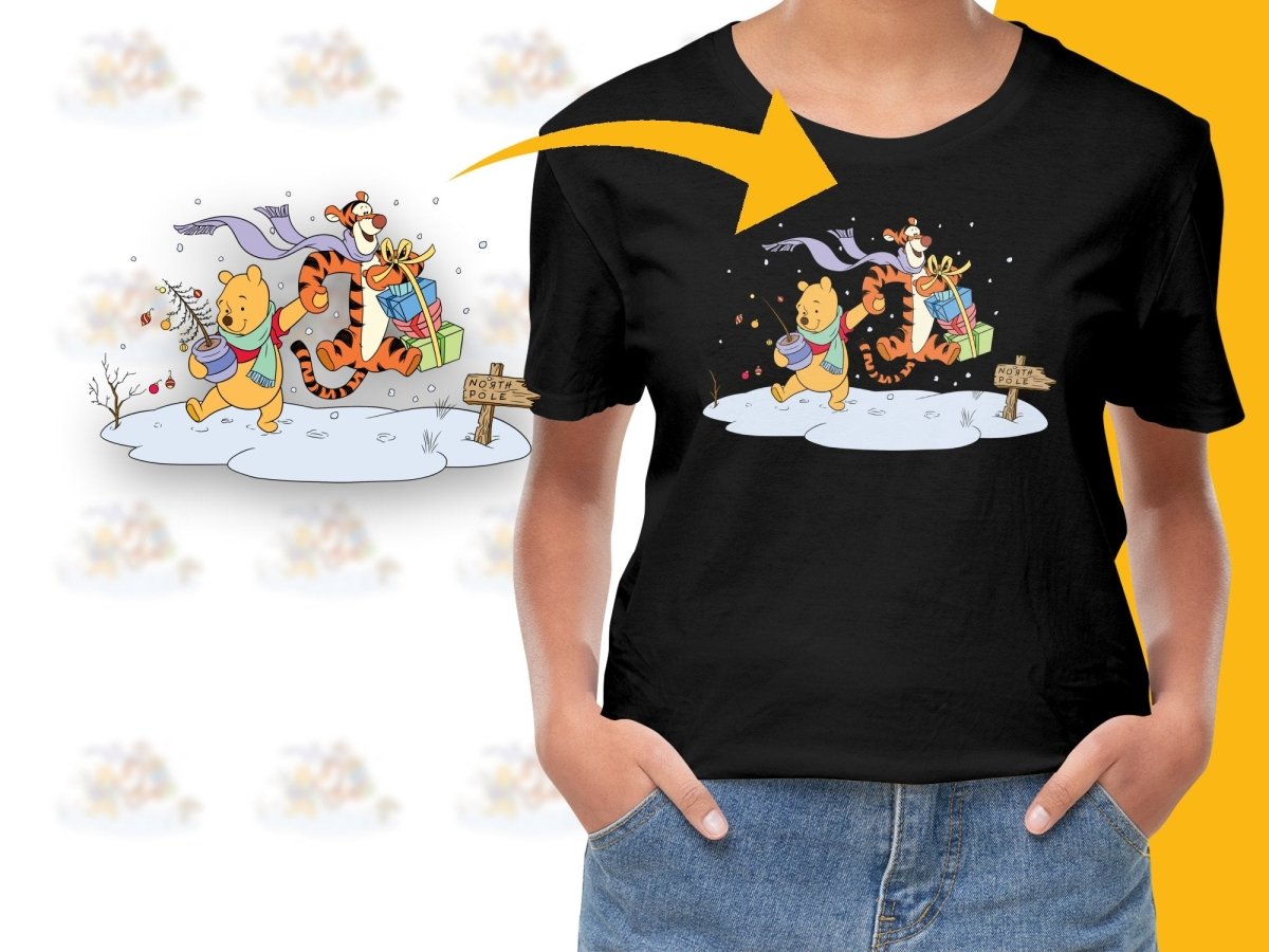 Winnie the Pooh and Tigger North Pole Christmas PNG File - Teepew