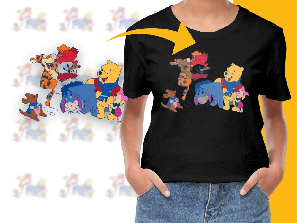 Winnie the Pooh Characters with Snowman PNG File - Teepew
