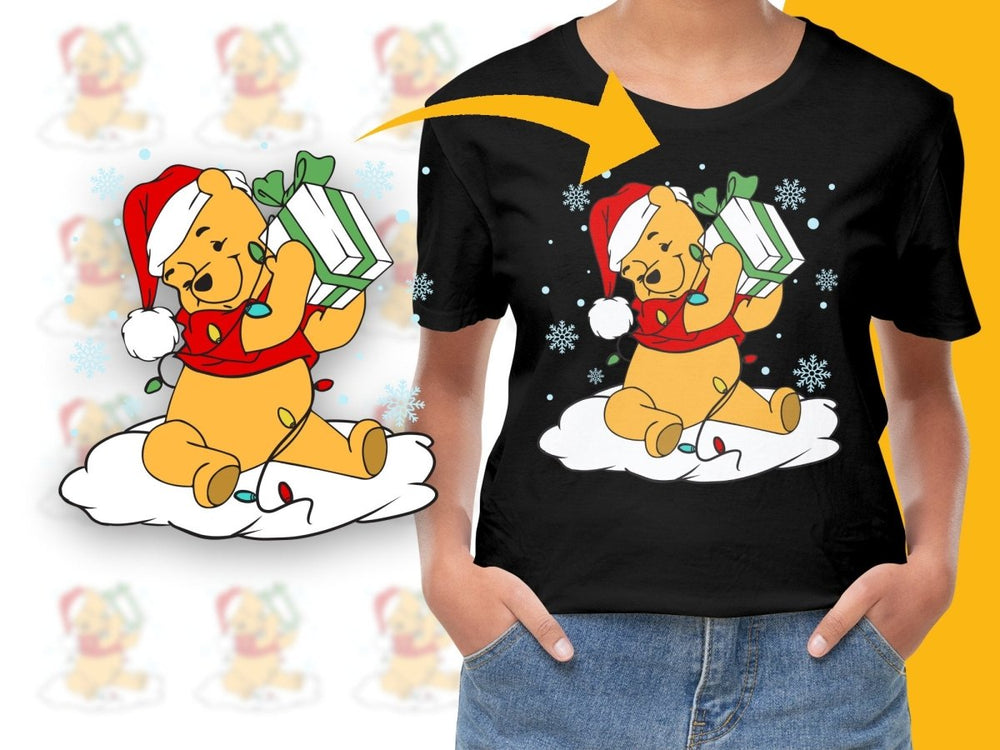 Winnie the Pooh Christmas Bear Holding Gift PNG File - Teepew